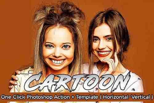 Cartoon Painting Effect Photo Template