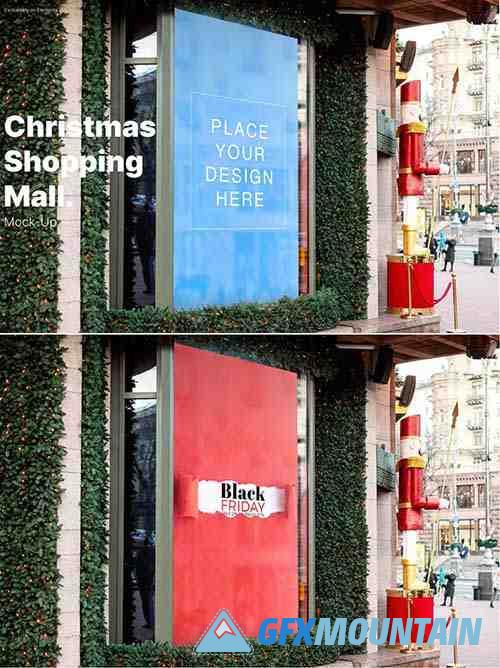 Christmas Shopping Mall Promotion Banner Mockup