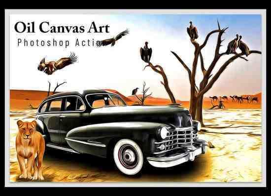 Oil Canvas Art Photoshop Action - 6802764