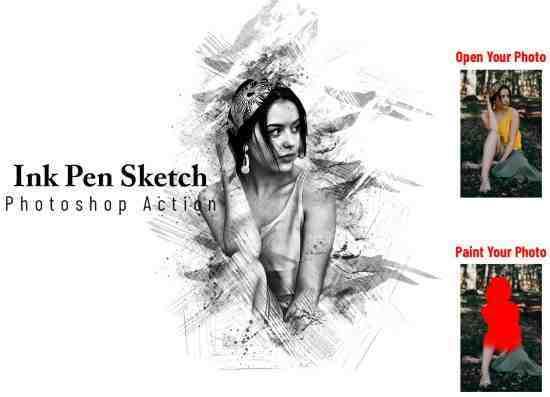 Ink Pen Sketch Photoshop Action