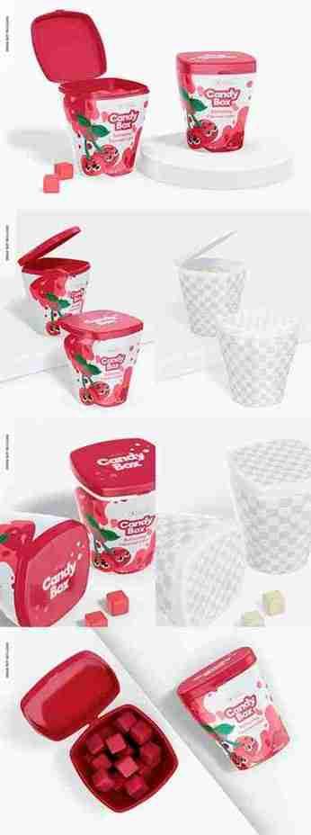 Plastic candy boxes mockup