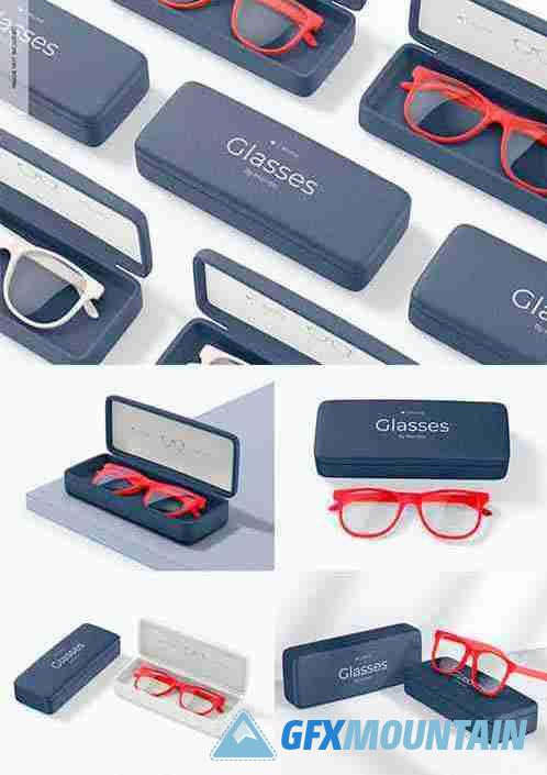 Eyeglasses cases set mockup