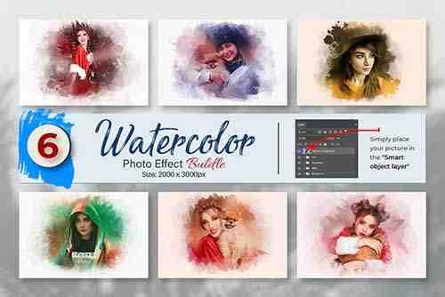 Watercolor Photo Effect Template - 6850227