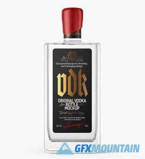 Square Vodka Bottle with Wax Mockup
