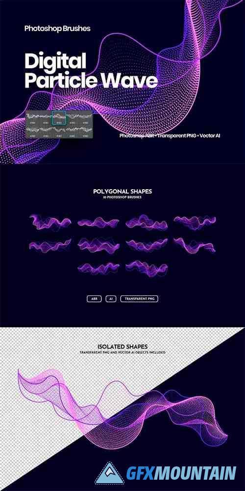Digital Particle Waves Photoshop Brushes
