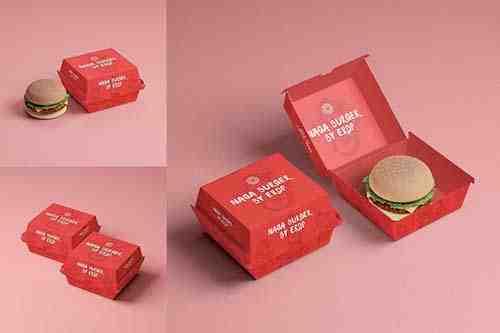 Burger box packaging mockup