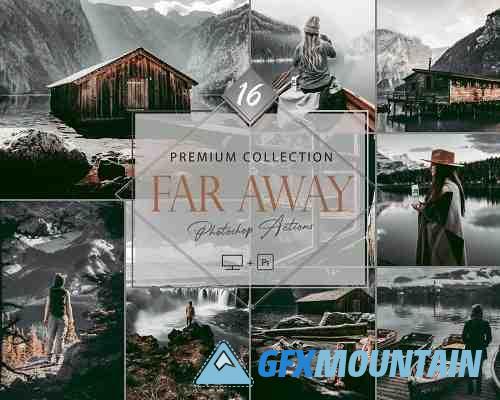 16 Far Away Photoshop Actions, Gray Landscape ACR Preset, Noir Ps Filter