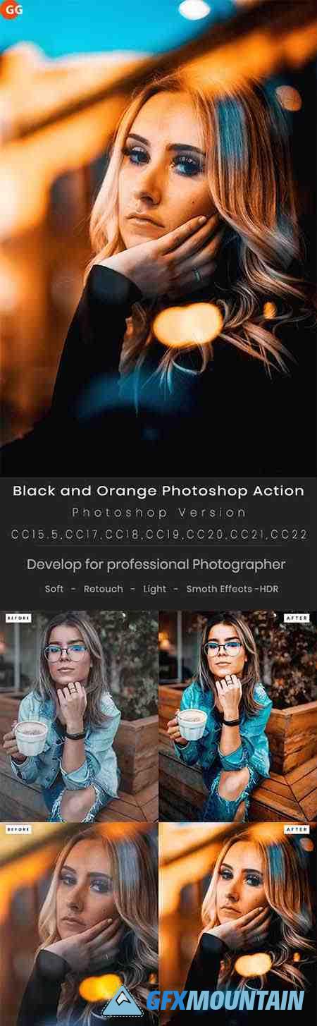Black and Orange Photoshop Action - 35409108