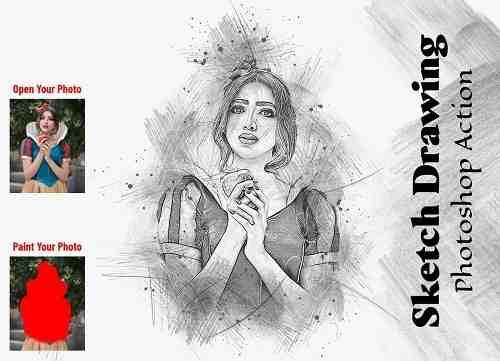 Sketch Drawing Photoshop Action - 6884741