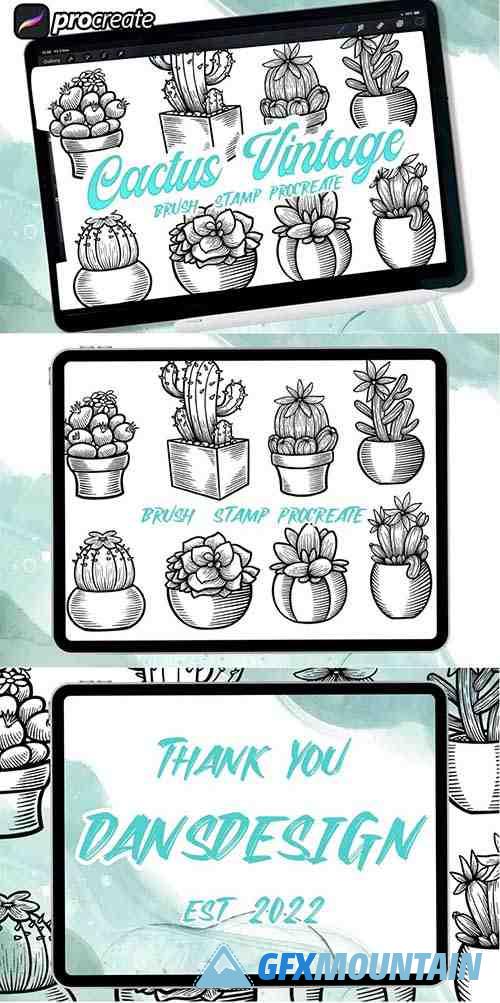 Engraving cactus stamp brush