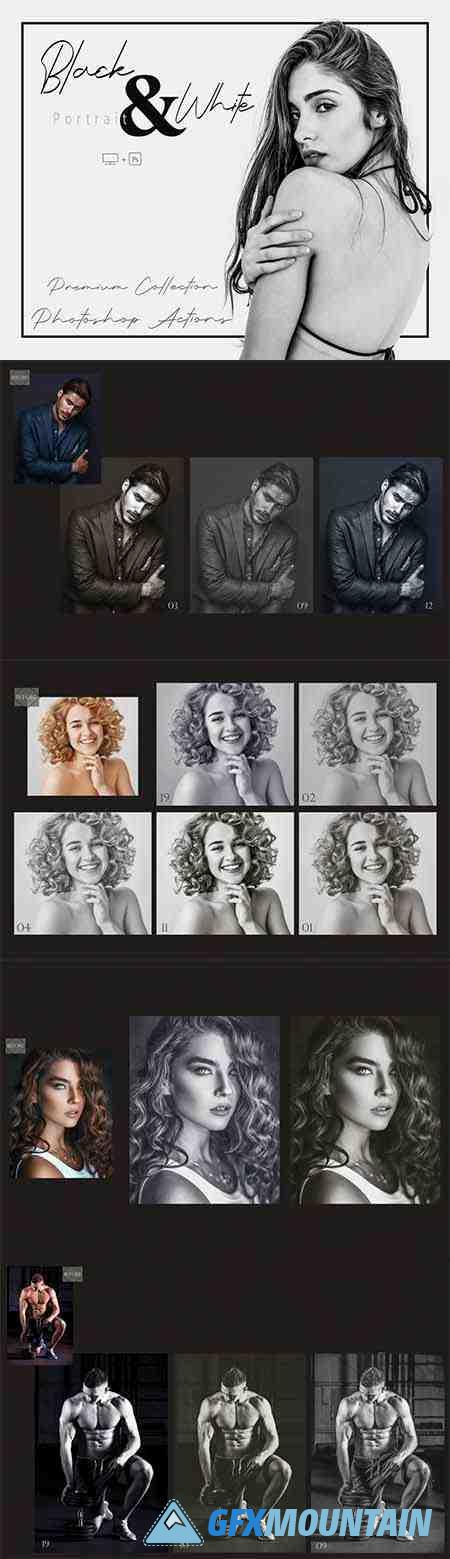 20 Black And White Portrait Photoshop Actions
