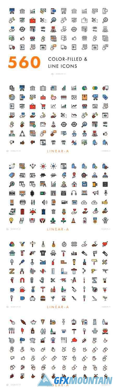 560 Line Filled Line Icons