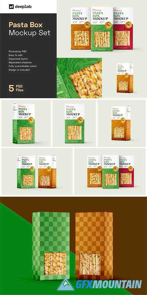 Pasta Box Packaging Mockup Set - 6912714