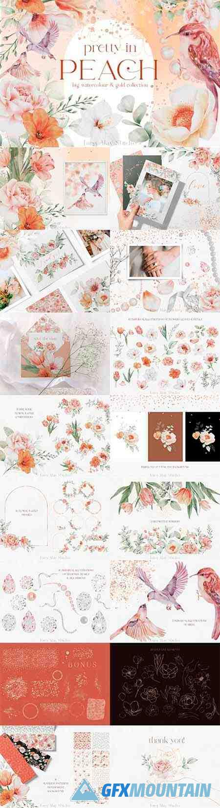 Pretty in Peach Collection - Big Spring Watercolor Collection PNG