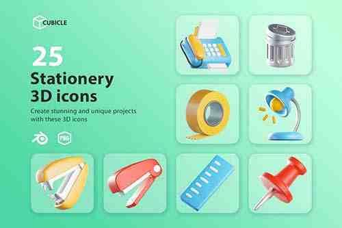 Cubicle - Stationery 3D Icons