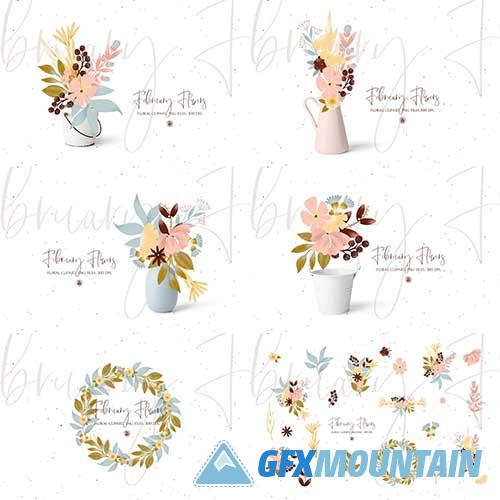 February Flowers floral clipart set 5927923