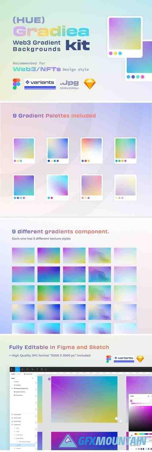 Gradiea Kit - Web3 Gradient Backgrounds (Hue Ver.)