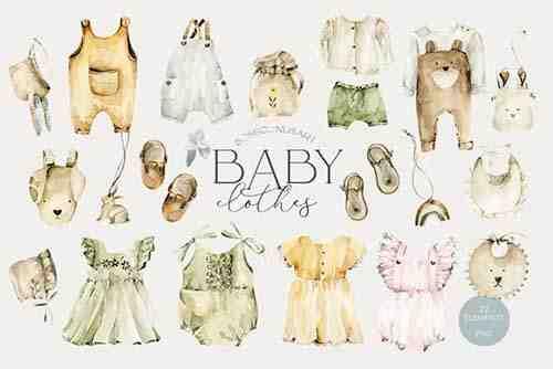 Nursery clipart Baby shower Girl dress Newborn