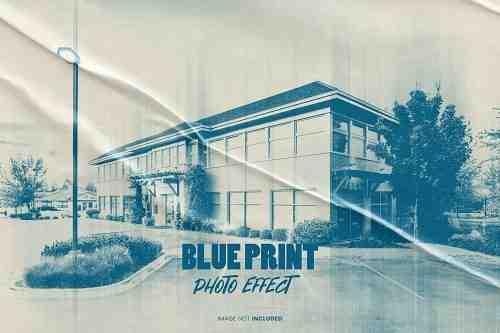 Blue print photo effect for photoshop