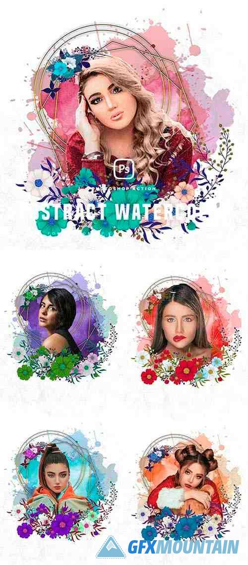 Abstract Watercolor Photoshop Action - 36680414