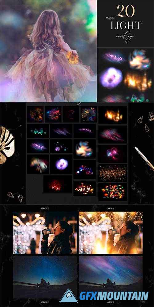 20 Magic Light Overlays, Colorful Light Effects - 1889863