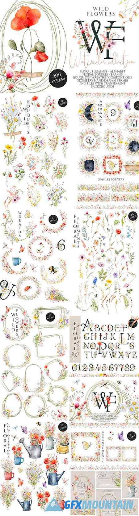 Wild Flowers watercolor collection - 7113962