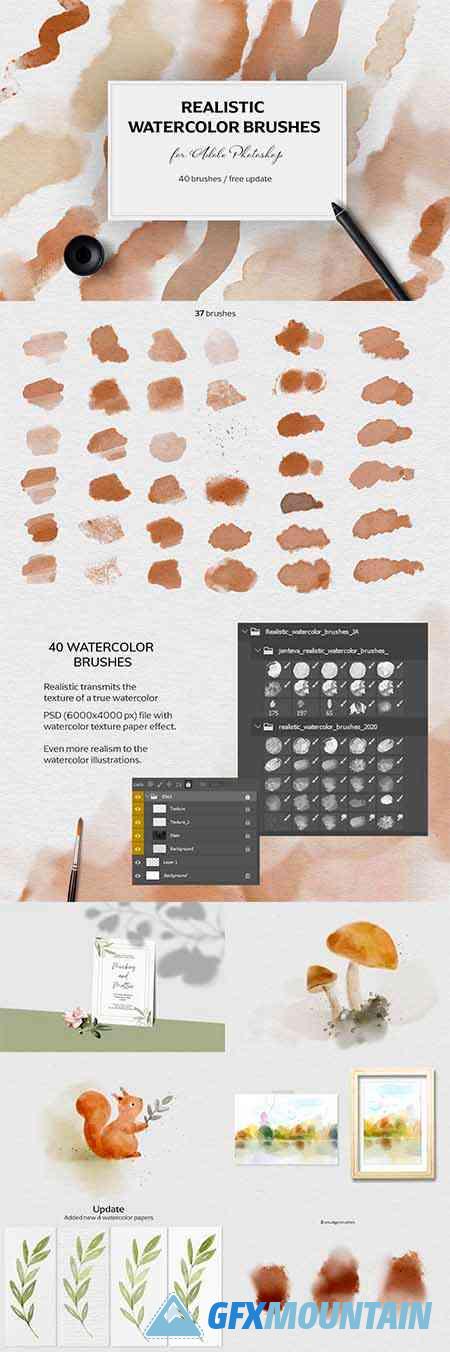 Realistic watercolor brushes - PS - 2453638