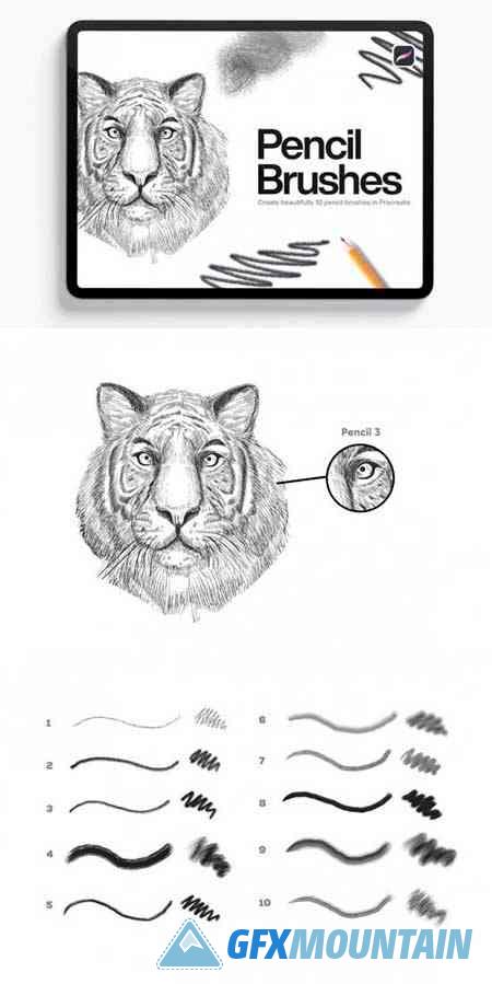 10 Pencil Brushes Procreate