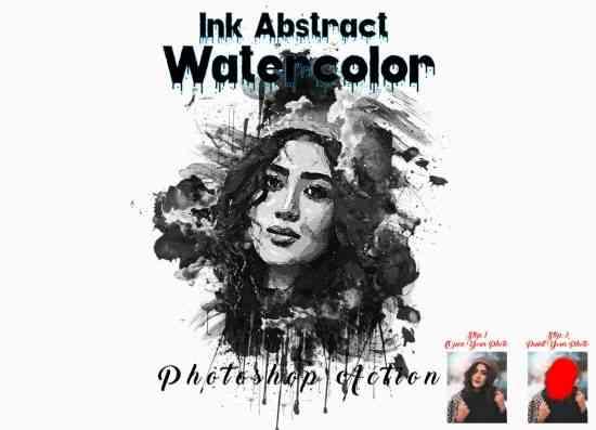 Ink Abstract Watercolor PS Action - 7181104