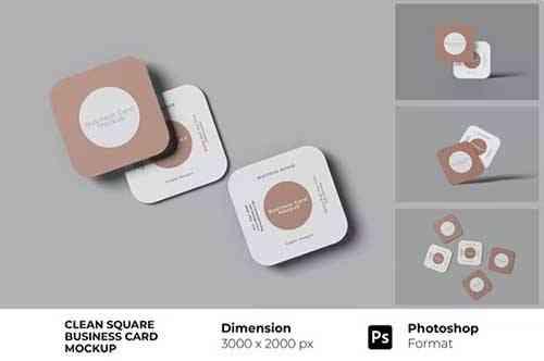 Clean Square Business Card Mockup