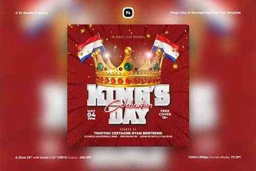Kings Day or Koningsdag Party Flyer