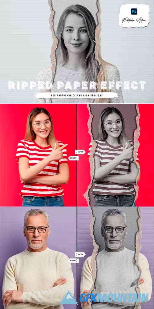 Ripped Paper Photo Effect Action