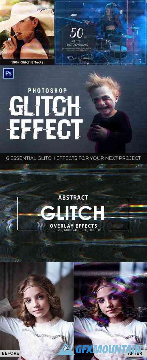 100+ Glitch Photo Effects & Overlays for Photoshop