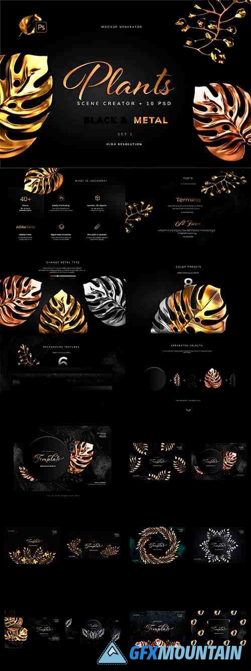 Gold and Black Monstera Plants - 7265624