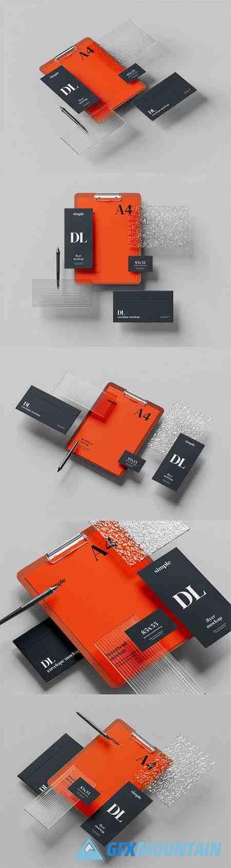 Dark Gray & Orange Stationery PSD Mockups Templates