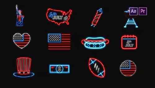 4th of July Neon Icons | Resizable 38248653