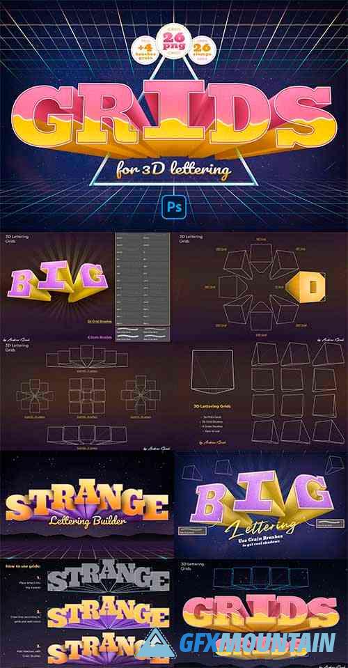 3D Lettering Grids and Brushes - 7324006