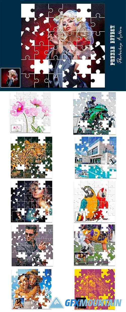 Puzzle Effect Photoshop Action - 7357583