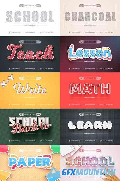 Set 10 School Editable Text Effects 7401414