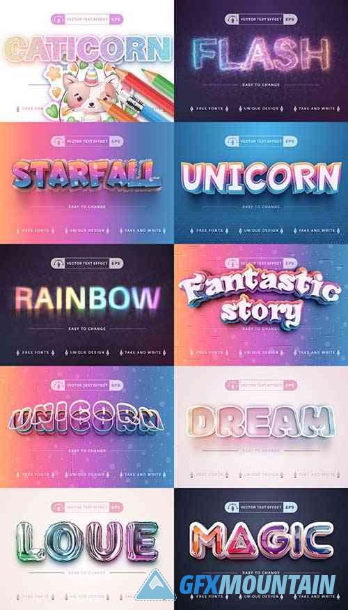 Set 10 Unicorn Editable Text Effects - 7415367