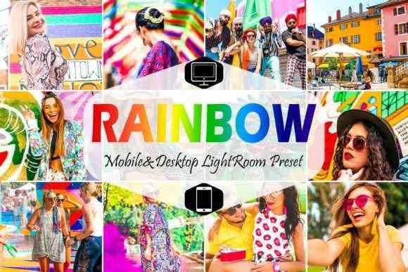 12 Rainbow Mobile & Desktop Lightroom Presets, Colorful
