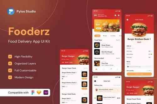 Fooderz - Food Delivery Mobile App UI Kits