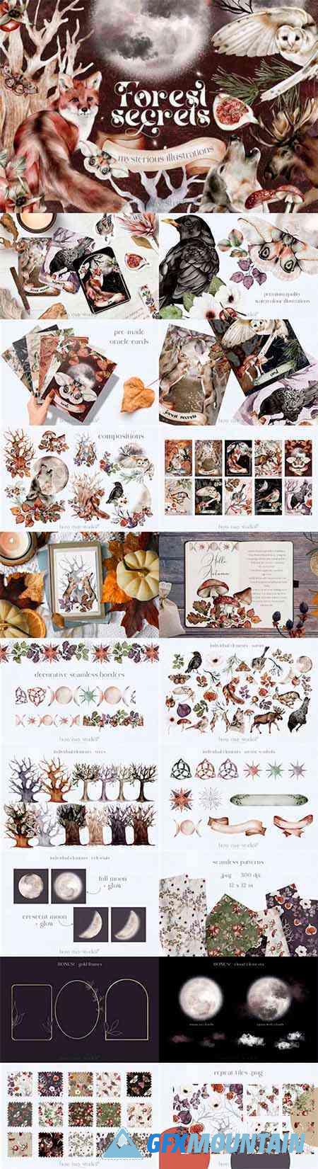 Forest Secrets - Autumn Mystic Watercolor Collection