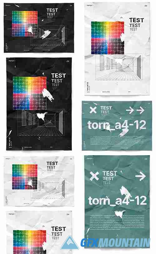 Torn and Ripped A4 Paper PSD Mockups