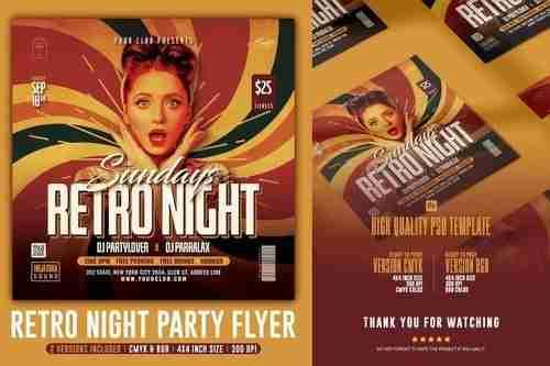 Retro Night Party Flyer
