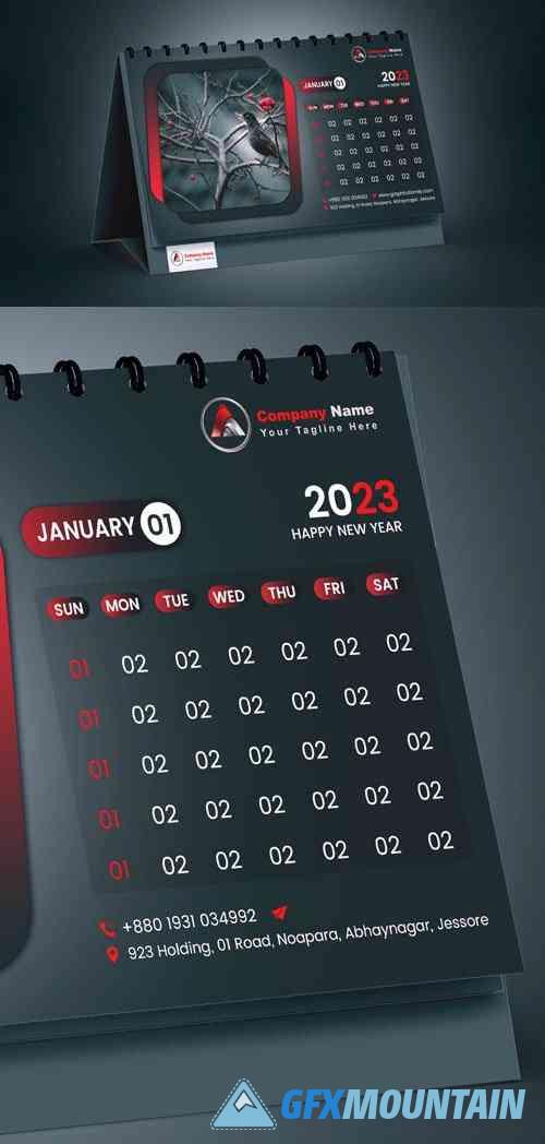 2023 Black Calendar PSD Design Template