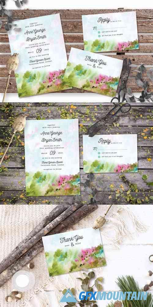 Abstract Meadow Landscape Wedding Invitation