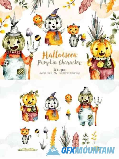 Halloween Pumpkin Character Clipart