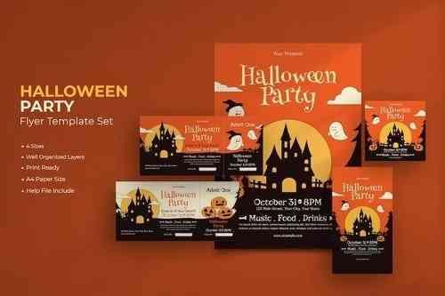 Flat Design Halloween Flyer - Tickets & Instagram