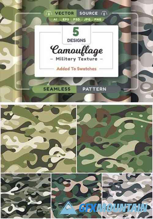 Set Camouflage Seamless Patterns